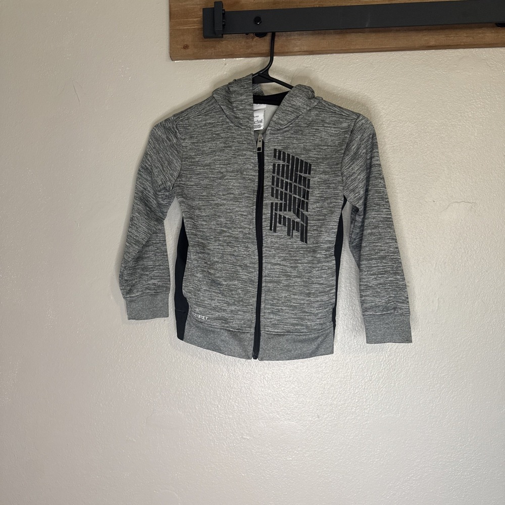 Nike Full Zip Hoodie Jacket Dri‎ Fit Grey Heather Sportswear Boys Large 6/7